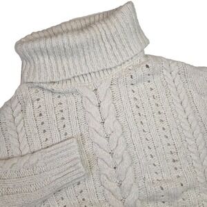 Smartwool Size S Moon Ridge Boyfriend Turtleneck Sweater Cream Oversized Chunky